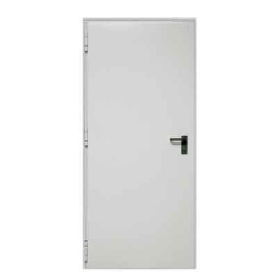 Porte de service acier 1 vantail FOX - blanc RAL 9010 - 210x100 cm - huisserie L pose tunnel - poussant gauche