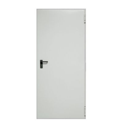 Porte de service acier 1 vantail FOX - blanc RAL 9010 - 215x90 cm - huisserie Z pose tunnel affleurant - poussant gauche