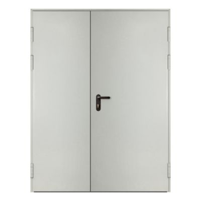 Porte de service acier 2 vantaux FOX blanc RAL 9010 - 215x130 cm - poussant gauche - huisserie Z - pose en applique