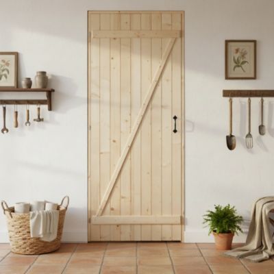 Image principale de Porte de service bois 80 x h.200 cm poussant droit
