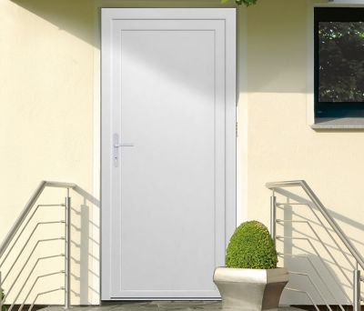 Porte de service pleine PVC 80 x h.205 cm poussant droit