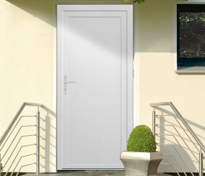 Porte de service pleine PVC 90 x h.205 cm poussant droit