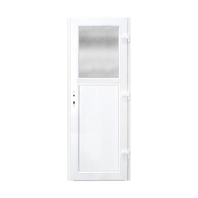 Porte de service pvc 1/2 vitrée gris anthracite ext. et blanc int 80 x h.205 cm poussant gauche