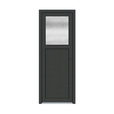 Porte de service pvc 1/2 vitrée gris anthracite ext. et blanc int 80 x h.205 cm poussant gauche