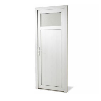 Porte de service pvc 1/4 vitrée Servicio 80 x h.205 poussant gauche