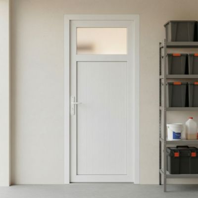 Porte de service pvc 1/4 vitrée Servicio 80 x h.205 poussant gauche