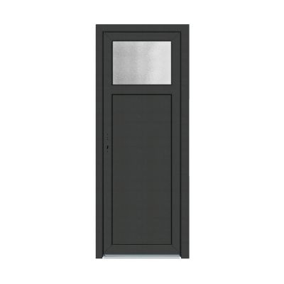 Porte de service pvc gris anthracite ext. et blanc int. 80 x h.205 cm poussant droit