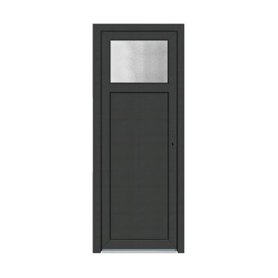 Porte de service pvc gris anthracite ext. et blanc int 80 x h.205 cm poussant gauche