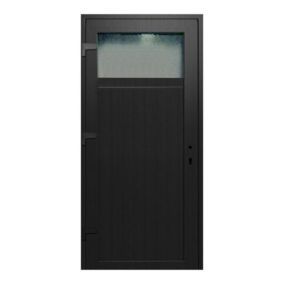 Porte de service pvc gris anthracite ext. et blanc int 90 x h.205 cm poussant droit