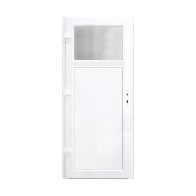 Porte de service pvc gris anthracite ext. et blanc int 90 x h.205 cm poussant droit