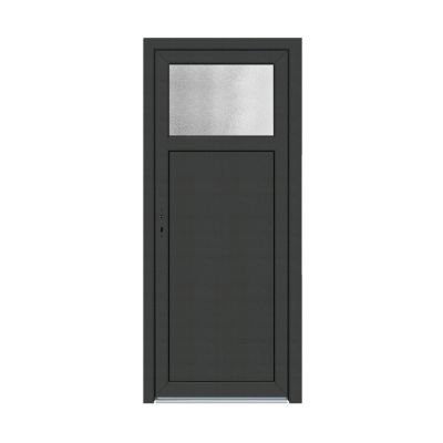 Porte de service pvc gris anthracite ext. et blanc int 90 x h.205 cm poussant droit