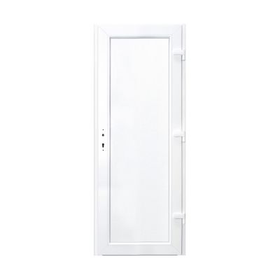 Porte de service pvc pleine gris anthracite est. et blanc int. 80 x h.205 cm poussant gauche