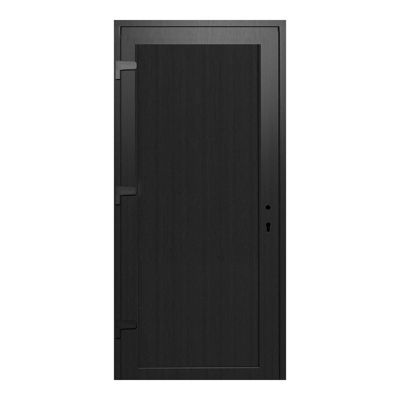 Porte de service pvc pleine gris anthracite ext. et blanc int. 80 x h.205 cm poussant droit