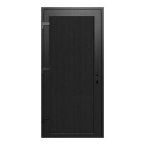 Porte de service pvc pleine gris anthracite ext. et blanc int. 80 x h.205 cm poussant droit