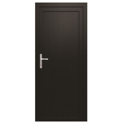 Porte de service pvc pleine gris anthracite ext. et blanc int. 90 x h.205 cm poussant droit