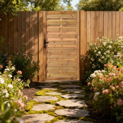 Porte en bois Blooma Arve marron 90 x h.180 cm