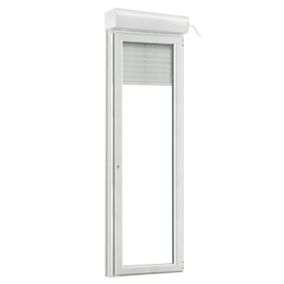 Porte fenêtre PVC 1 vantail tirant + volet roulant électrique GoodHome blanc - l.80 x h.205 cm, tirant droit