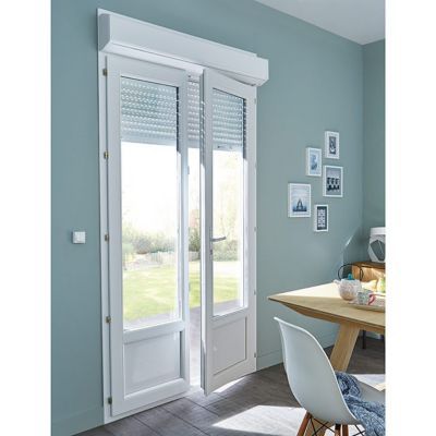 Porte Fenetre Pvc 2 Vantaux Tirant Droit Avec Volet Roulant Motorise Grosfillex Blanc 120 X H 215 Cm Uw 1 3 Castorama