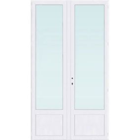 Porte-fenêtre pvc 2 vantaux tirant droit blanc - 120 x h.215 cm Uw 1,2
