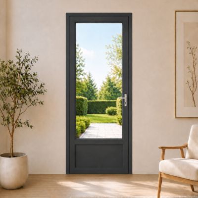 Porte fenêtre PVC anthracite 1 vantail hors tout H 208 x L 86 cm ouverture française pour pose en neuf - tirant gauche