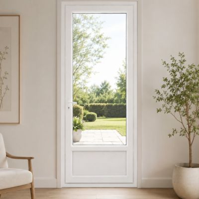 Porte fenêtre PVC blanc 1 vantail hors tout H 218 x L 86 cm ouverture française pour pose en neuf - tirant droit