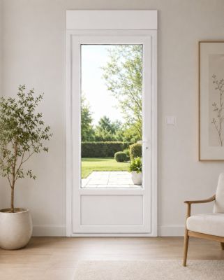 Porte fenêtre PVC blanc 1 vantail hors tout H 229 x L 86 cm ouverture ...