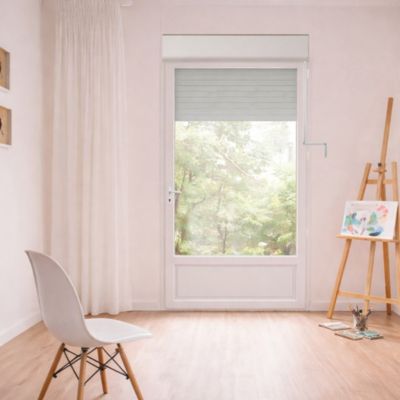 Porte Fenêtre PVC blanc 1 vantail hors tout H 229 x L 86 cm ouverture française volet roulant manivelle pose en neuf tirant gauche