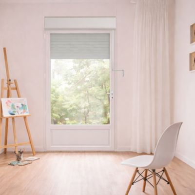 Porte Fenêtre PVC blanc 1 vantail hors tout H 239 x L 86 cm ouverture française volet roulant manivelle pose en neuf tirant gauche