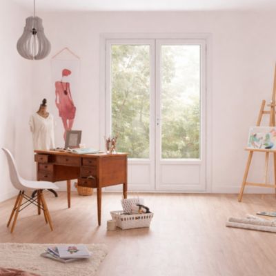Porte fenêtre PVC blanc 2 vantaux hors tout H 218 x L 156 cm ouverture française pour pose en neuf