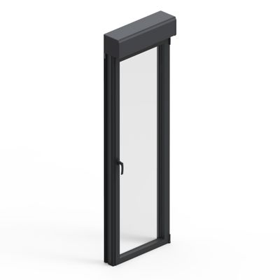 Porte fenêtre alu 1 vantail + volet roulant électrique GoodHome gris - l.80 x h.215 cm, tirant droit