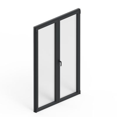 Porte fenêtre alu 2 vantaux GoodHome gris - l.120 x h.215 cm, tirant droit