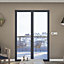 Porte fenêtre alu 2 vantaux GoodHome gris - l.140 x h.215 cm, tirant droit