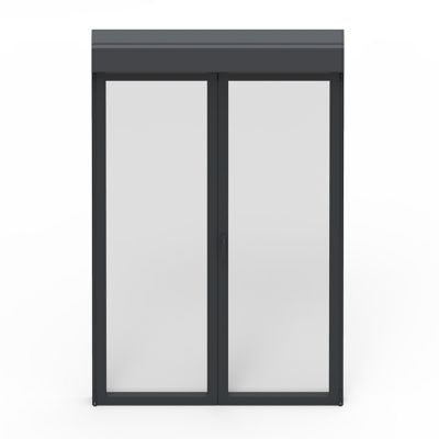 Porte fenêtre alu 2 vantaux + volet roulant électrique GoodHome gris - l.140 x h.215 cm, tirant droit