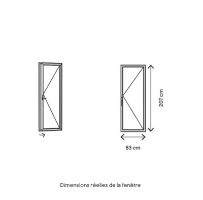 Porte fenêtre aluminium 1 vantail GoodHome gris - l.80 x h.205 cm, tirant droit