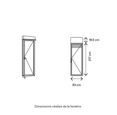 Porte fenêtre aluminium 1 vantail + volet roulant électrique GoodHome gris - l.80 x h.215 cm, tirant droit