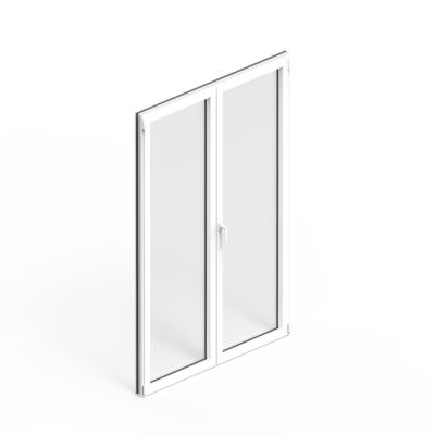 Porte fenêtre aluminium 2 vantaux GoodHome blanc - l.120 x h.215 cm, tirant droit