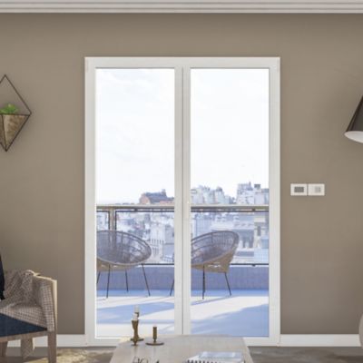 Porte fenêtre aluminium 2 vantaux GoodHome blanc - l.120 x h.215 cm, tirant droit