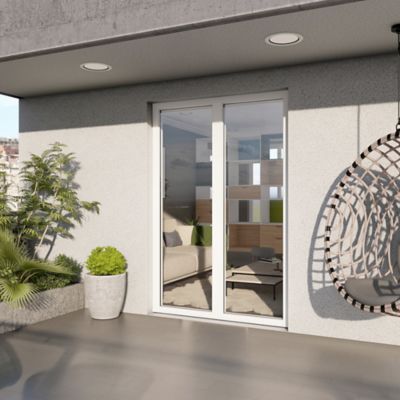 Porte fenêtre aluminium 2 vantaux GoodHome blanc - l.120 x h.215 cm, tirant droit