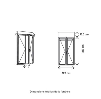 Porte fenêtre aluminium 2 vantaux + volet roulant électrique GoodHome gris - l.120 x h.215 cm, tirant droit