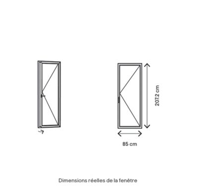 Porte fenêtre bois 1 vantail GoodHome - l.80 x h.205 cm, tirant droit