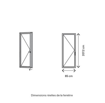 Porte fenêtre bois 1 vantail GoodHome - l.80 x h.205 cm, tirant gauche