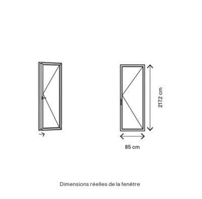 Porte fenêtre bois 1 vantail l.80 x H.215 cm tirant droit GoodHome