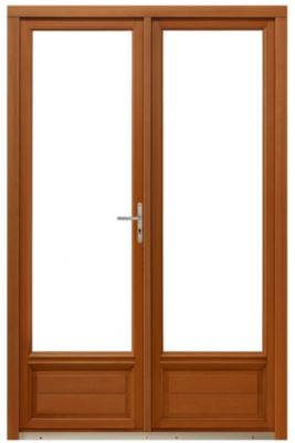 Porte Fenetre Bois 2 Vantaux H205 X L140 Cm Côte Tableau (poignée, Barillet Ref 01245f924) Gd Menuiseries