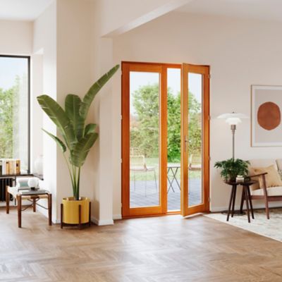 Porte fenêtre bois 2 vantaux l.140 x H.215 cm tirant droit GoodHome