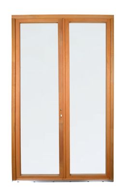 Porte fenêtre bois 2 vantaux l.140 x H.215 cm tirant droit GoodHome