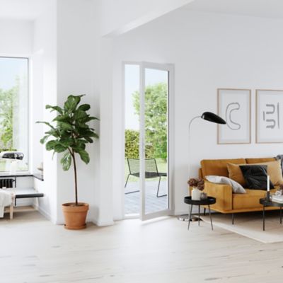 Porte fenêtre PVC 1 vantail tirant GoodHome blanc - l.80 x h.215 cm, tirant droit