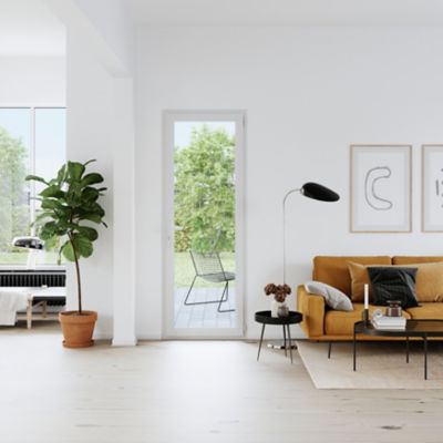 Porte fenêtre PVC 1 vantail tirant GoodHome blanc - l.80 x h.215 cm, tirant droit