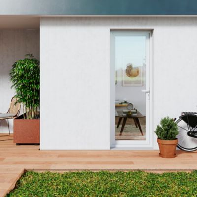 Porte fenêtre PVC 1 vantail tirant GoodHome blanc - l.80 x h.215 cm, tirant droit