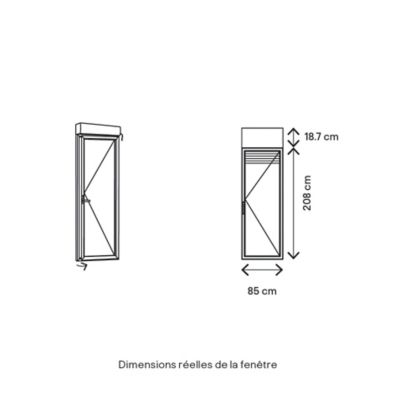 Porte fenêtre PVC 1 vantail tirant + volet roulant électrique GoodHome blanc - l.80 x h.205 cm, tirant droit