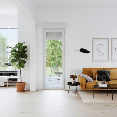Image principale de Porte fenêtre PVC 1 vantail tirant + volet roulant électrique GoodHome blanc - l.80 x h.205 cm, tirant droit